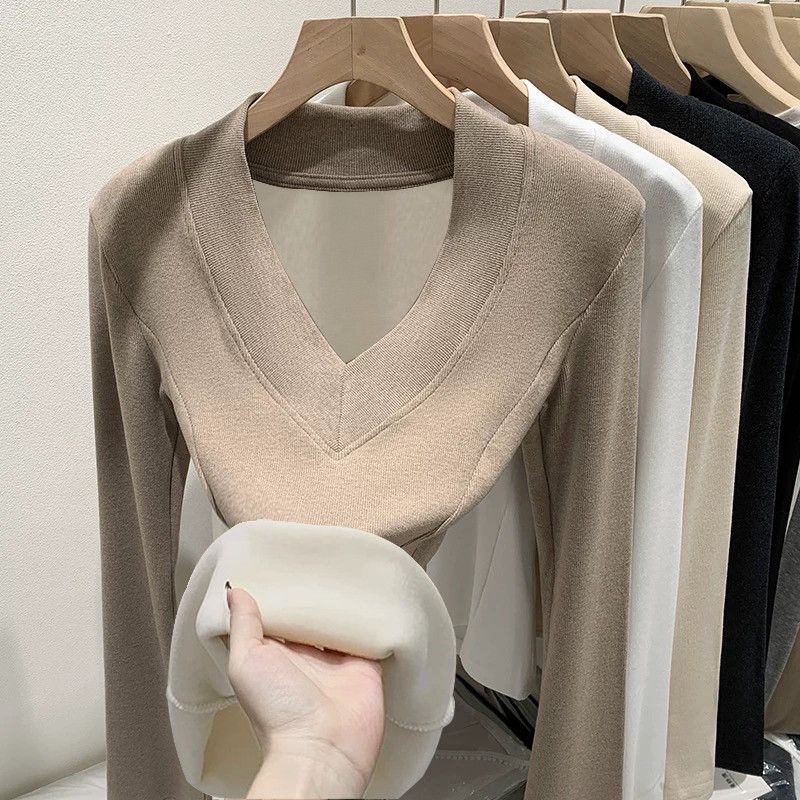 Women Top Fashion - Plus Size Women V Neck Fleece