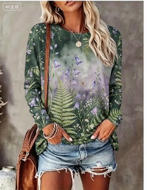 Women Fashion Styles - Women Long Sleeve T‑Shirt Gradient Background