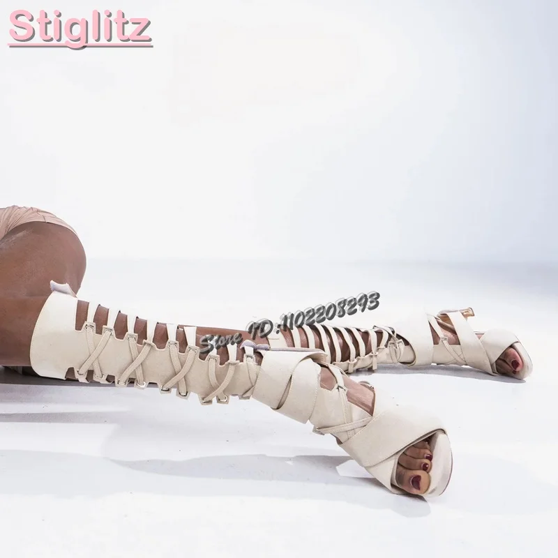 Fashion Women Belt - Retro Cross-tied Roman Sandals Solid Frosted