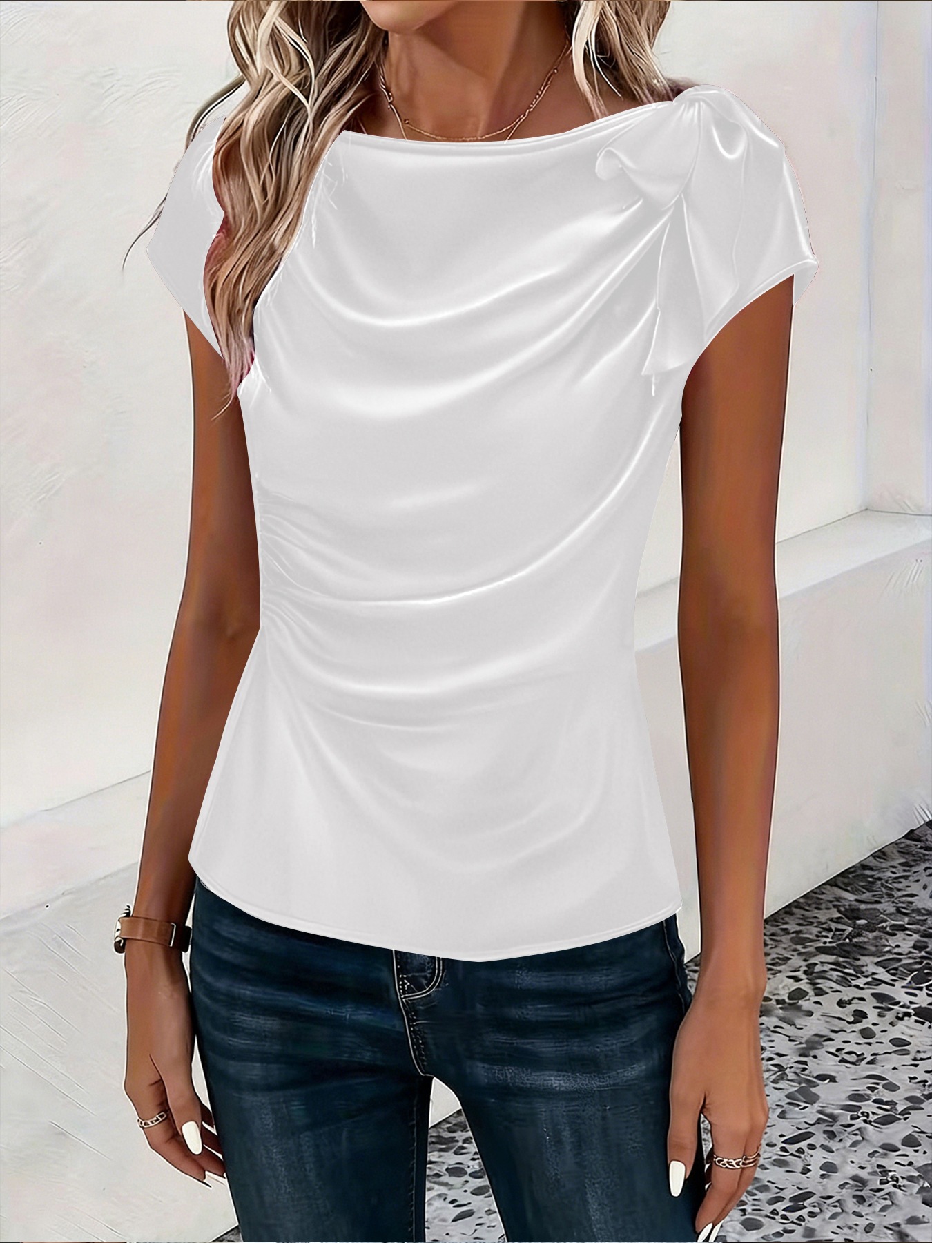 Women's Satin Draped Neck Shor - Women'S Fashion Trends Spring 2026 recension och pris