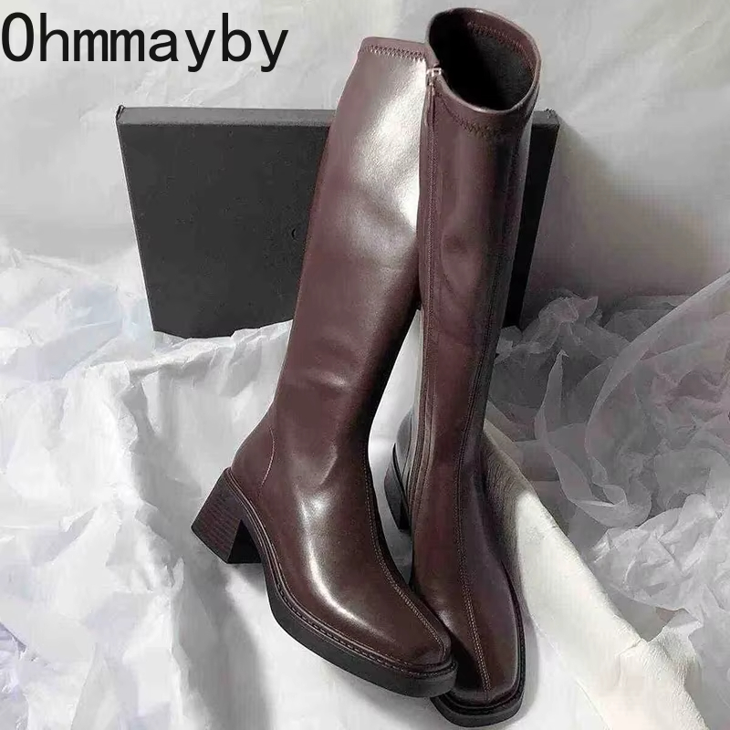 Vintage Thick Heel Women Knee  - Women Fashion Korean recension och pris