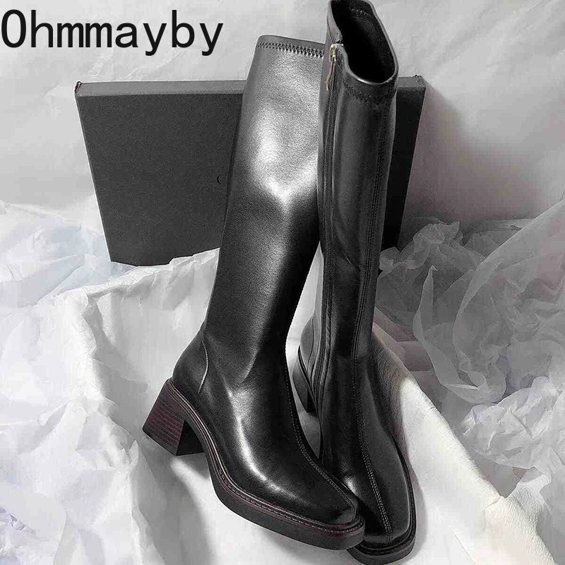 Vintage Thick Heel Women Knee  - Women Fashion Korean recension och pris