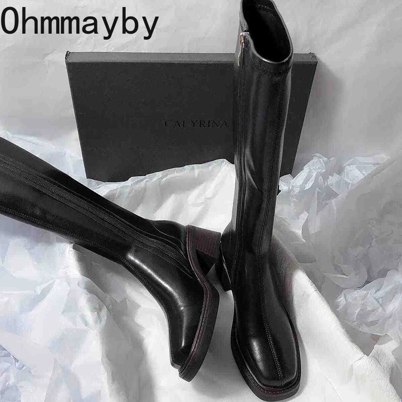 Vintage Thick Heel Women Knee  - Women Fashion Korean recension och pris
