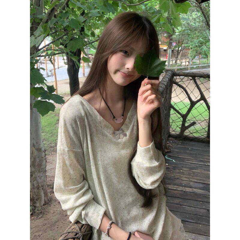 Korean Style Sweet V-neck Bow  - Women Fashion Korean recension och pris