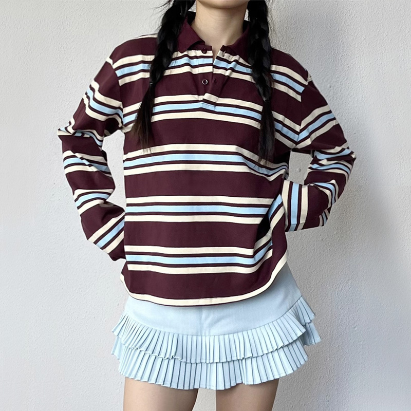 Women's Striped Relaxed Rugby  - Women'S Fashion Rugby Top recension och pris