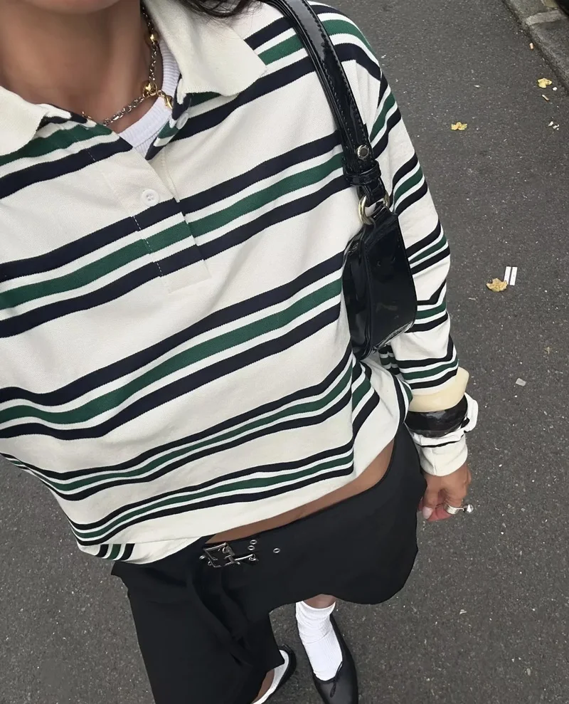 Women's Striped Relaxed Rugby  - Women'S Fashion Rugby Top recension och pris