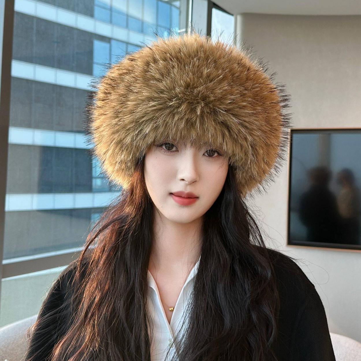 Soft Plush Faux Fox Fur Circle - Women Fashion Hats recension och pris
