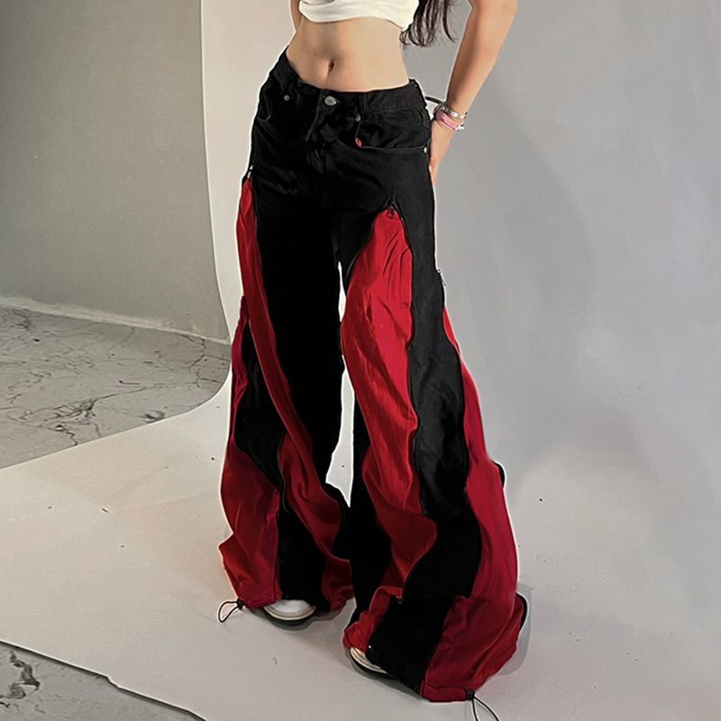 Dark Zipper Patchwork Contrast - Mom Jeans Women recension och pris