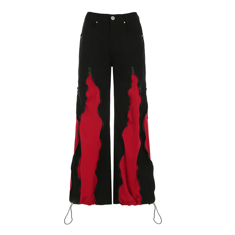 Dark Zipper Patchwork Contrast - Mom Jeans Women recension och pris