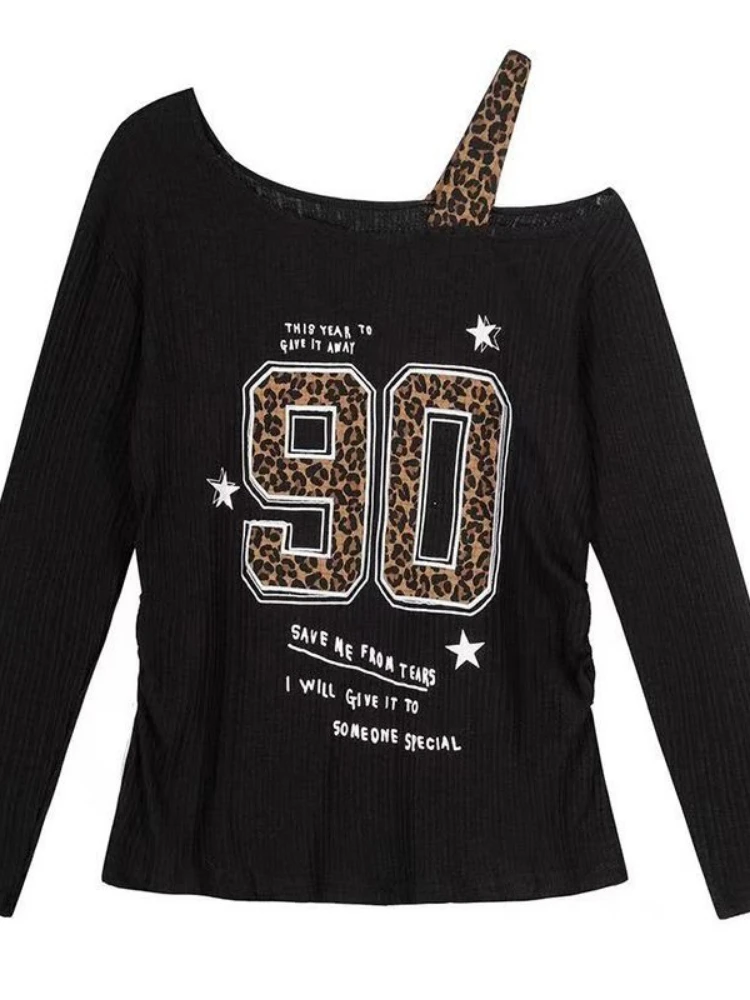Y2K Patchwork Leopard Print T- - Women Top Fashion recension och pris