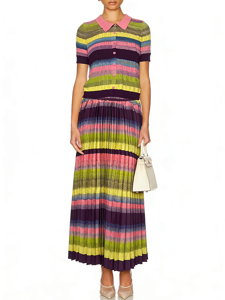 Retro color striped elastic kn - Women Fashion Usa recension och pris