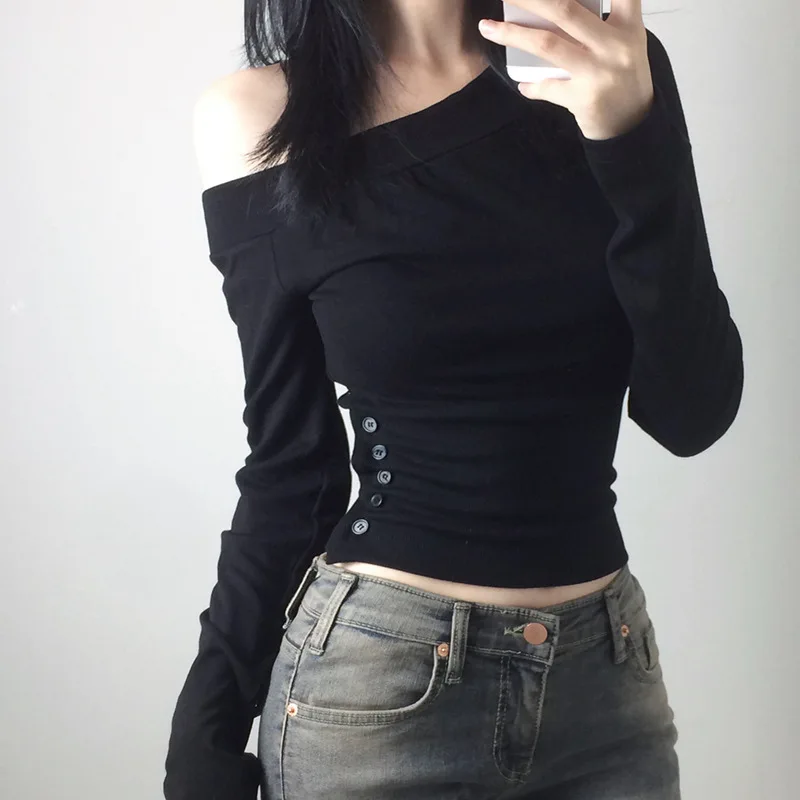 Y2K Vintage Pleated Button T-S - Women Top Fashion recension och pris