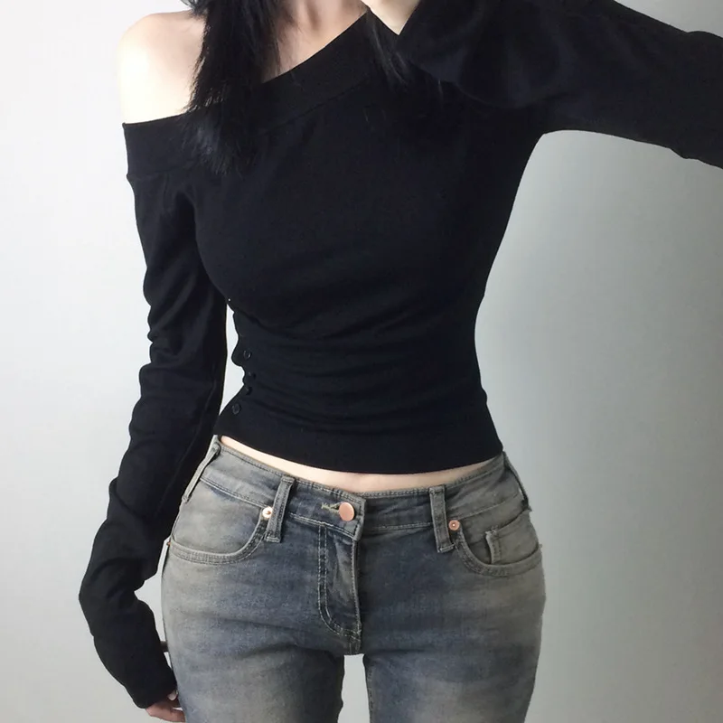 Y2K Vintage Pleated Button T-S - Women Top Fashion recension och pris
