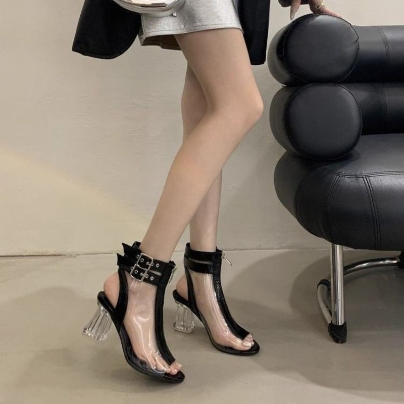 Crystal Heel Zip Sandals Summe - Fashion Women Belt recension och pris