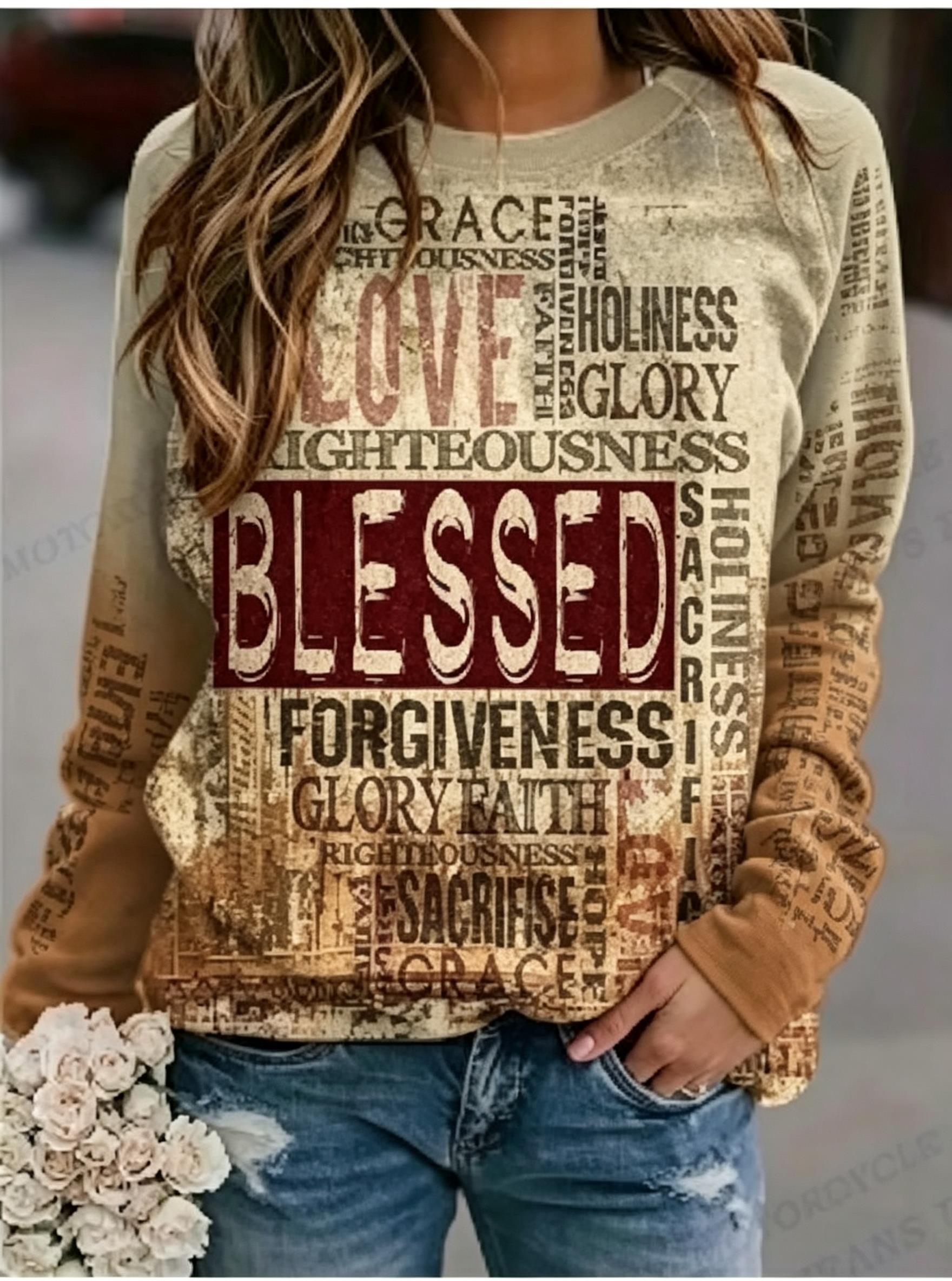 Women Long Sleeve Tee Top Vint - Women Top Fashion recension och pris