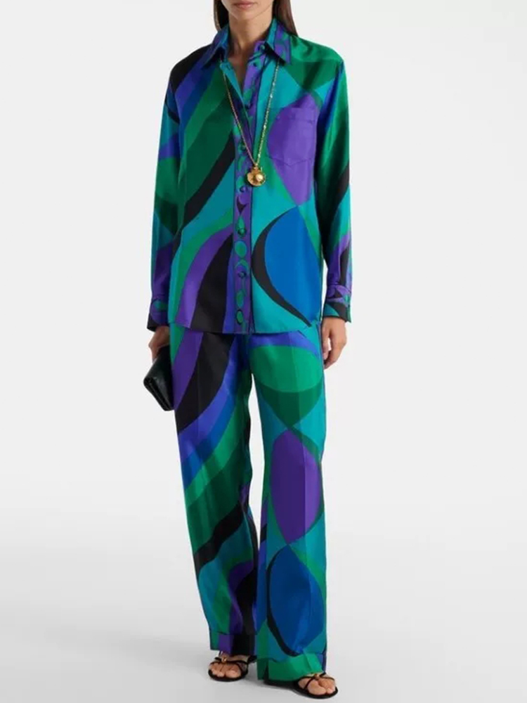 Retro geometric print lapel st - Women Fashion Usa recension och pris